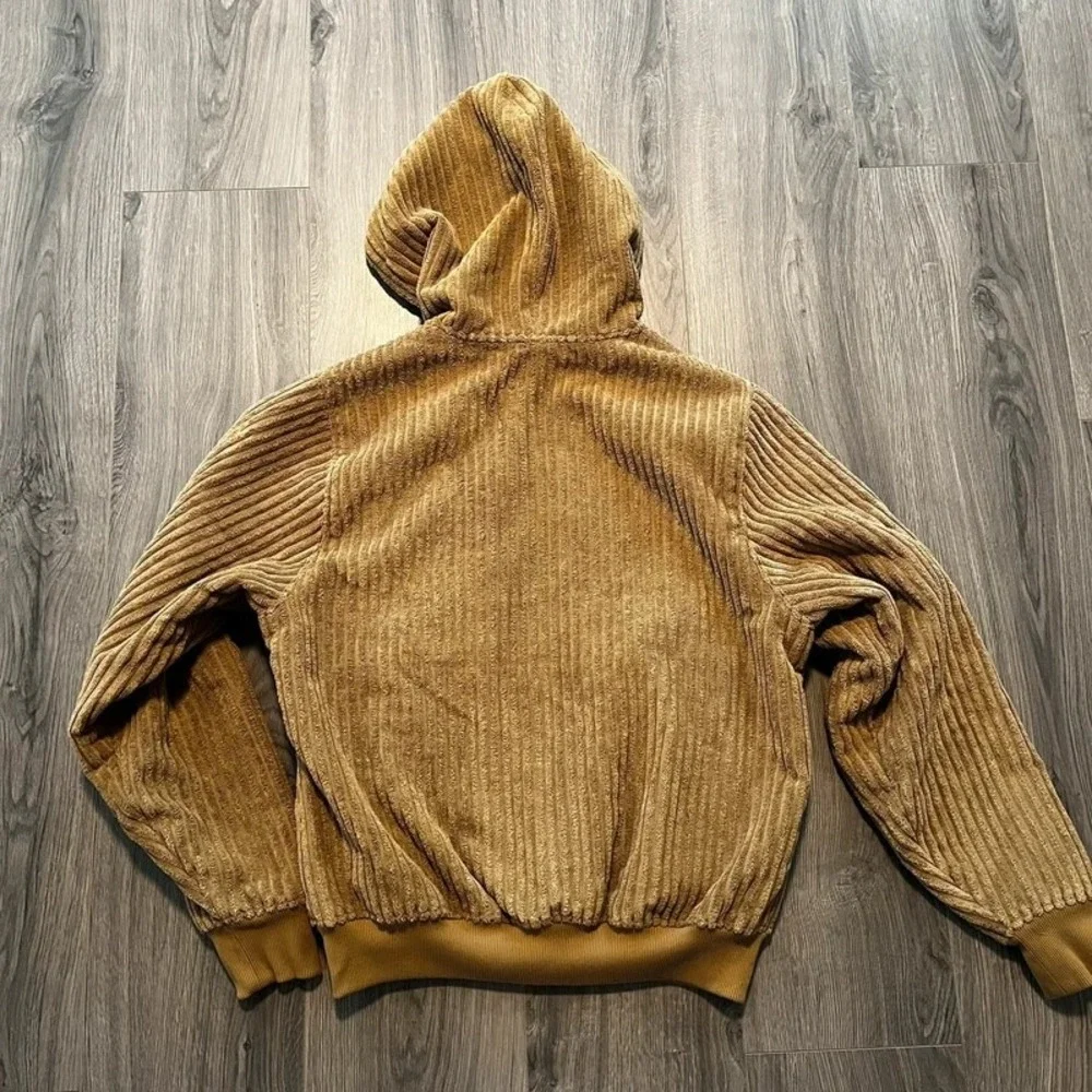 Champion Tan Corduroy Sherpa Lined Full Zip Hoodie Jacket Men's